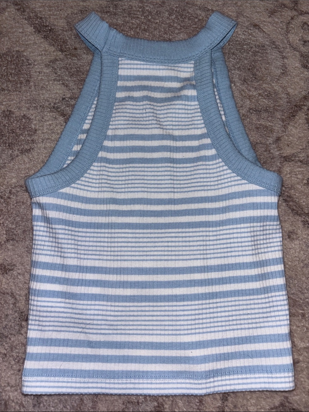 American Eagle Outfitters Light Blue and White Striped Ribbed Tank Top - Picture 3 of 4